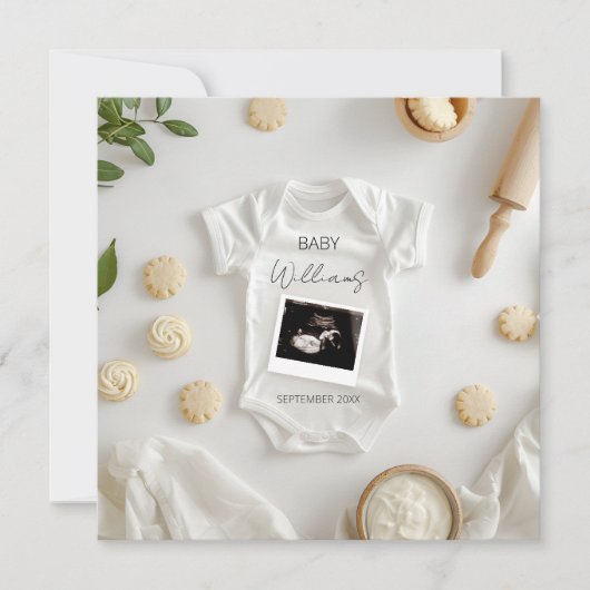 ベーキングミニマル妊娠の発表 招待状 (正面)