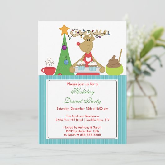 ベーキングラインディアホリデークリスマスパーティの招待状 招待状 (スタンド正面)