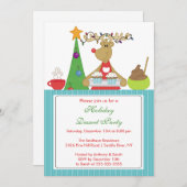 ベーキングラインディアホリデークリスマスパーティの招待状 招待状 (正面/裏面)