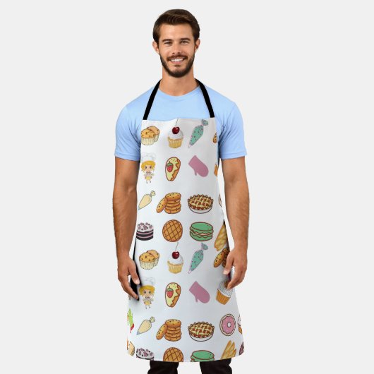ベーキングレストランカラフルかわいい印刷 エプロン (着用した状態)