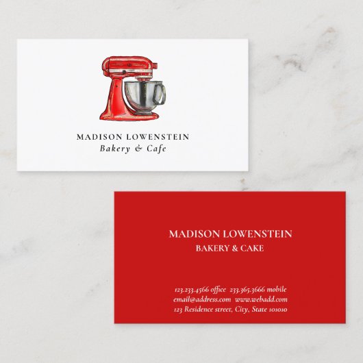 ベーキングレッドウィスクケーターラーパティシモダンエ 名刺 (正面/裏面)
