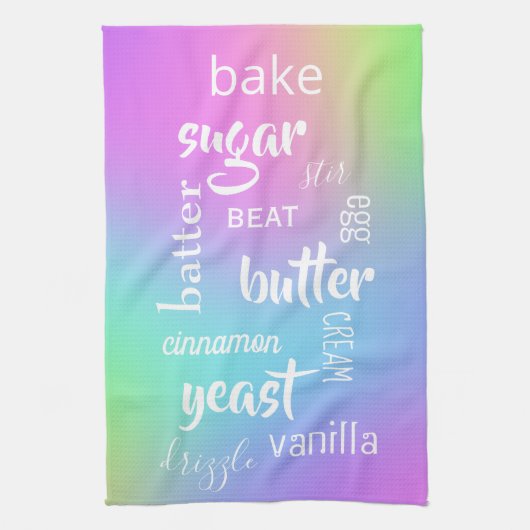 ベーキングワーズパステルレインボーキッチンタオル キッチンタオル (縦)