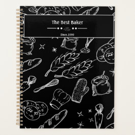 ベーキング器具と食品白黒キッチンベイカー プランナー手帳