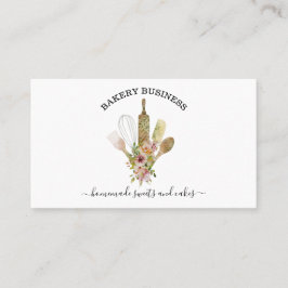 ベーキング器具ケータリング素朴な緑のフローラ 名刺