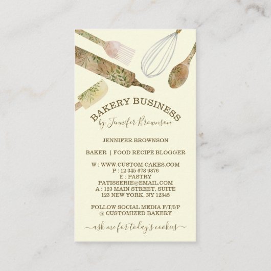 ベーキング器具ケータリング調理師シェフバニラクリーム 名刺 (裏面)