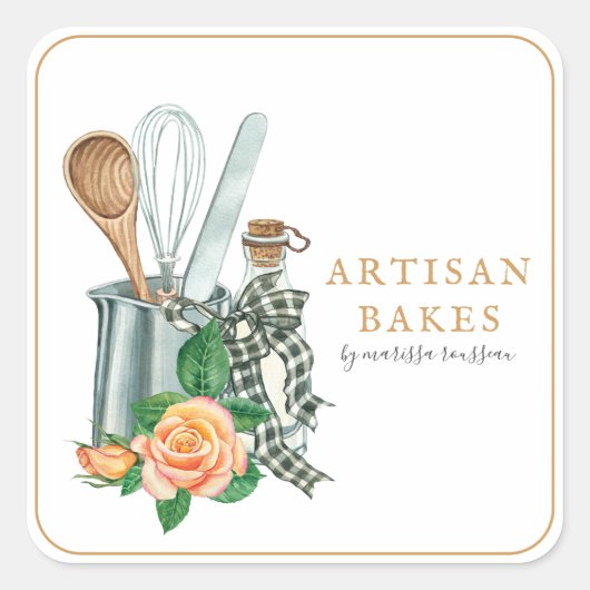 ベーキング器具ベーカリーベーカー製品ラベル スクエアシール (正面)