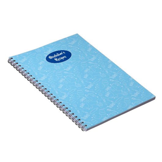 ベーキング器具具青色イラストレーションレシピ帳 ノートブック (右側)