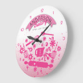 ベーキング器具料理パーソナライズされたピンクキッチン ラージ壁時計 (傾斜)
