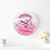 ベーキング器具料理パーソナライズされたピンクキッチン ラージ壁時計 (ホーム)