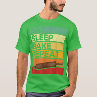 ベーキング愛好家ケーキベーカーズスリープ食べベイクリピートBa Tシャツ