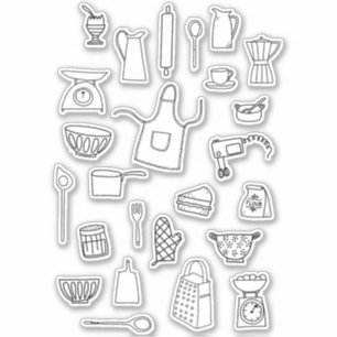 ベーキング料理スケッチ シール