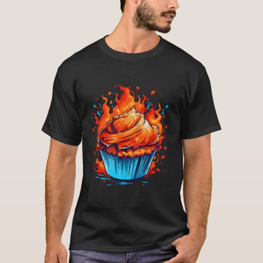 ベーキング炎のマフィン物 Tシャツ (正面)