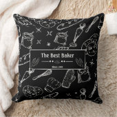 ベーキング用具および食品白黒 パーソナライズされた クッション (ブランケット)
