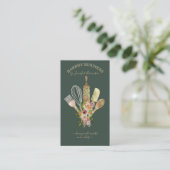 ベーキング用品 ケータリング クック シェフ 縦 セージ 名刺 (スタンド正面)