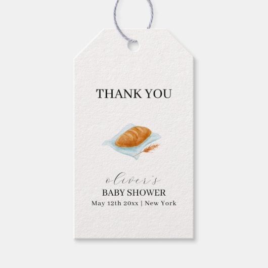 ベーキング素朴パンのオーブンの赤ちゃんシャワー ギフトタグ (正面)
