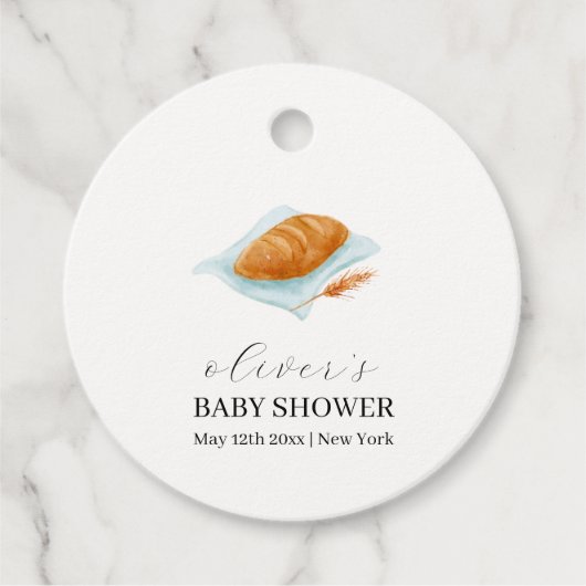 ベーキング素朴パンのオーブンの赤ちゃんシャワー フェイバータグ (正面)