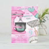 ベーキング誕生日パーティガーリー料理招待状 招待状 (スタンド正面)