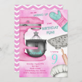 ベーキング誕生日パーティガーリー料理招待状 招待状 (正面/裏面)