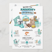 ベーキング誕生日パーティガーリー料理誕生日パーティ 招待状 (正面/裏面)