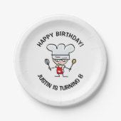 ベーキング誕生日パーティーのプレートと可愛い漫画 ペーパープレート (正面)