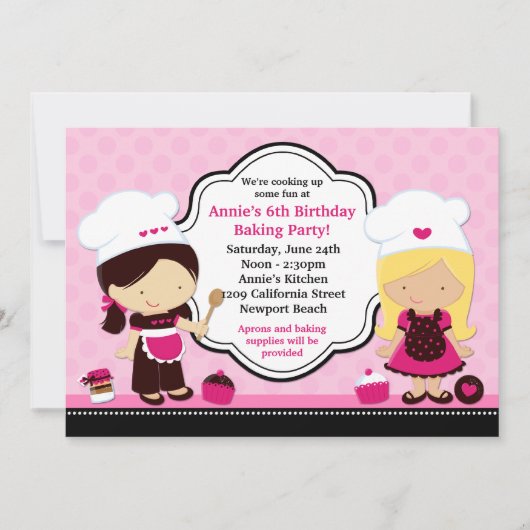 ベーキング誕生日パーティーの招待 招待状 (正面)