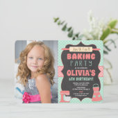 ベーキング誕生日パーティーケ飾ーキの写真 招待状 (スタンド正面)