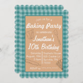 ベーキング誕生日招待状ブループレイド 招待状 (正面/裏面)