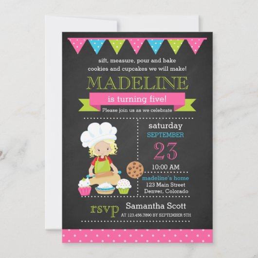 ベーキング誕生日 | ケーキ飾誕生日 招待状 (正面)