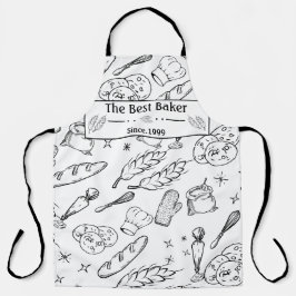 ベーキング道具と食べ物のパンモダンカー エプロン