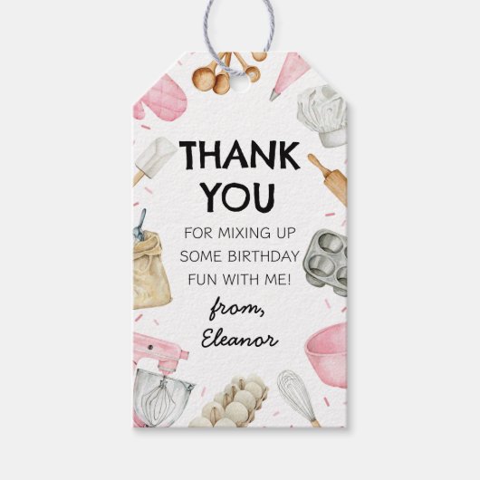 ベーキング飾カップケーキガール誕生日ありがとう ギフトタグ (正面)