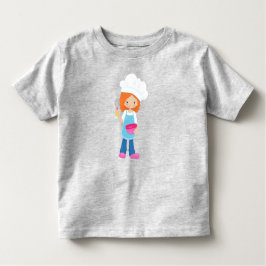 ベーキング，ベーカー，パティシシェフ，かわいい女の子，オレンジ色の髪 トドラーTシャツ