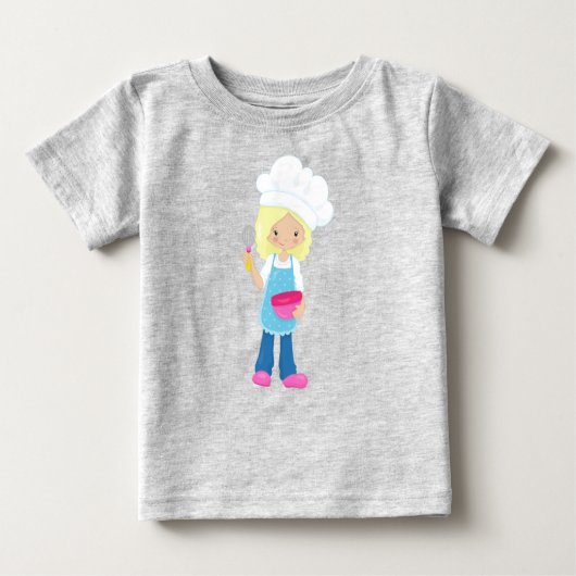 ベーキング,ベーカー,パティシシェフ,かわいい女の子,ブロンド髪 ベビーTシャツ (正面)