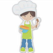 ベーキング,ベーカー,ベーカリー,エプロン,かわいい男の子,茶色の髪 シール (正面)