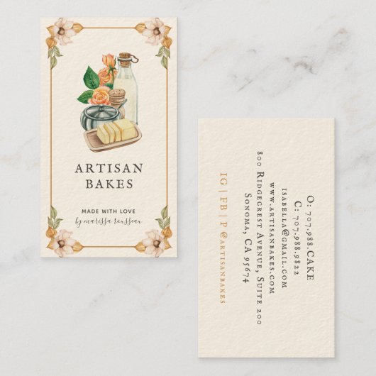 ベーキング&料理原料水彩ベーカリー部 名刺 (正面/裏面)