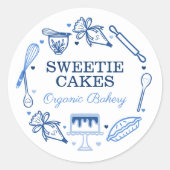 ベーキング&料理器具ネイビーブルー&ホワイト ラウンドシール (正面)