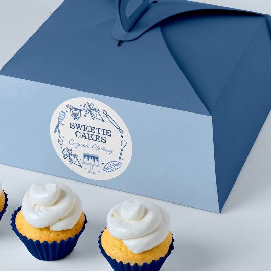 ベーキング&料理器具ネイビーブルー&ホワイト ラウンドシール