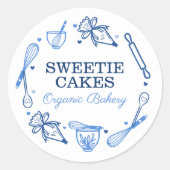 ベーキング&料理器具ネイビーブルー&ホワイト ラウンドシール (正面)