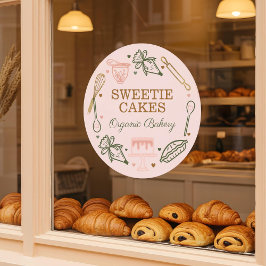 ベーキング&料理器具ピンク&オリーブグリーン ウィンドウサイン