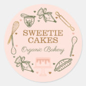 ベーキング&料理器具ピンク&オリーブグリーン ラウンドシール (正面)