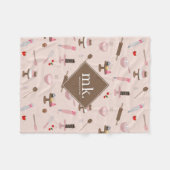 ベーキング&料理器具ベーカリー料理モノグラム フリースブランケット (正面(横))