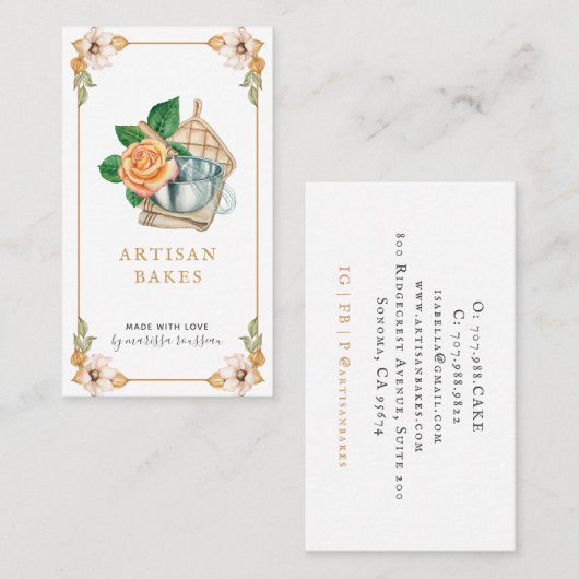 ベーキング・料理器水彩画ベーカリー業 名刺 (正面/裏面)