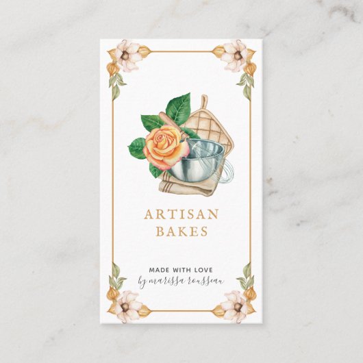 ベーキング・料理器水彩画ベーカリー業 名刺 (正面)
