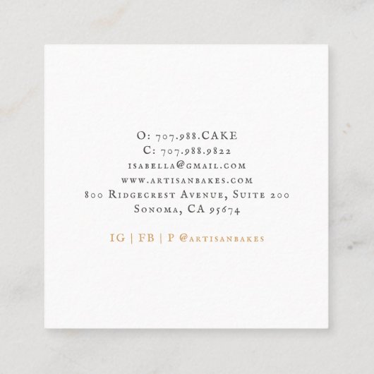 ベーキング&料理用品ベーカリーパティシシェフ スクエア名刺 (裏面)