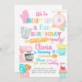 ベーキング、料理、女の子の誕生日の招待。 招待状 (正面/裏面)