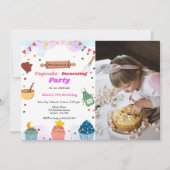 ベーキングbashパーティーガール飾の誕生日パーティー 招待状 (正面)