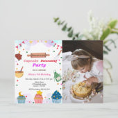 ベーキングbashパーティーガール飾の誕生日パーティー 招待状 (スタンド正面)