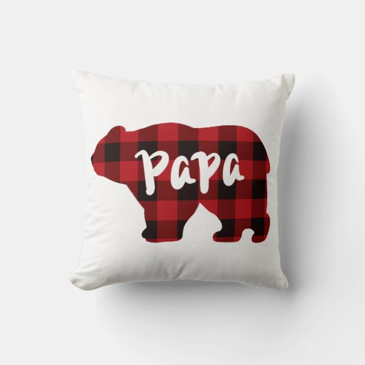 ベークラシックムシルエットpapa bear red black plaid クッション (正面)