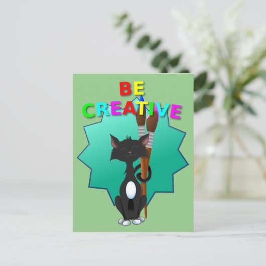 ベークリエイティブ白黒猫 ポストカード (スタンド正面)