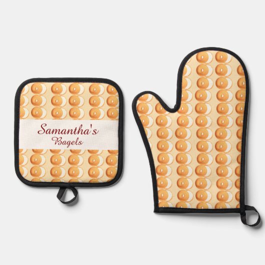 ベーグルとクリーム 鍋つかみ&鍋敷きセット (正面)