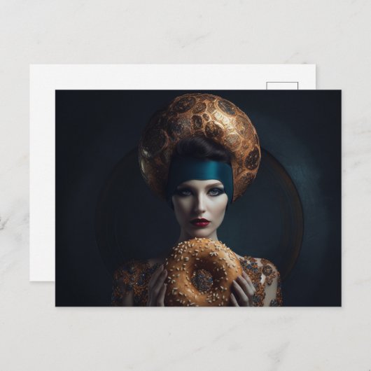 ベーグルを持った人 ポストカード (正面/裏面)